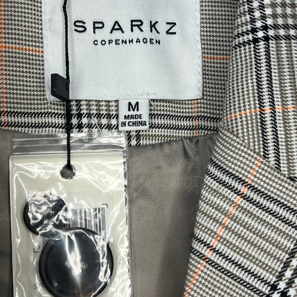 #69 NWT SPARKZ COPENHAGEN Plaid Double Breasted Blazer Lined XS S M Casual - Picture 6 of 10